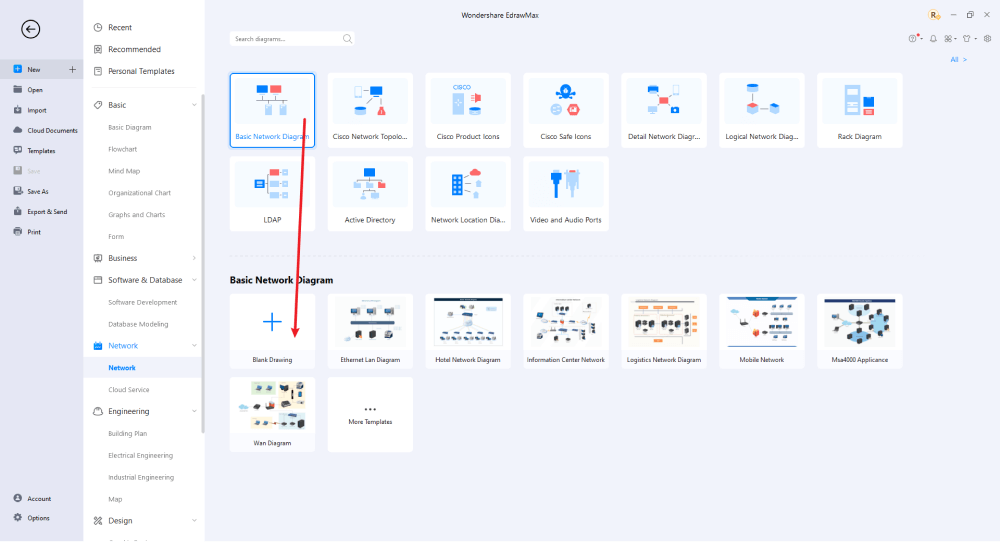 Zeichnen Sie ein Netzwerkdiagramm in EdrawMax