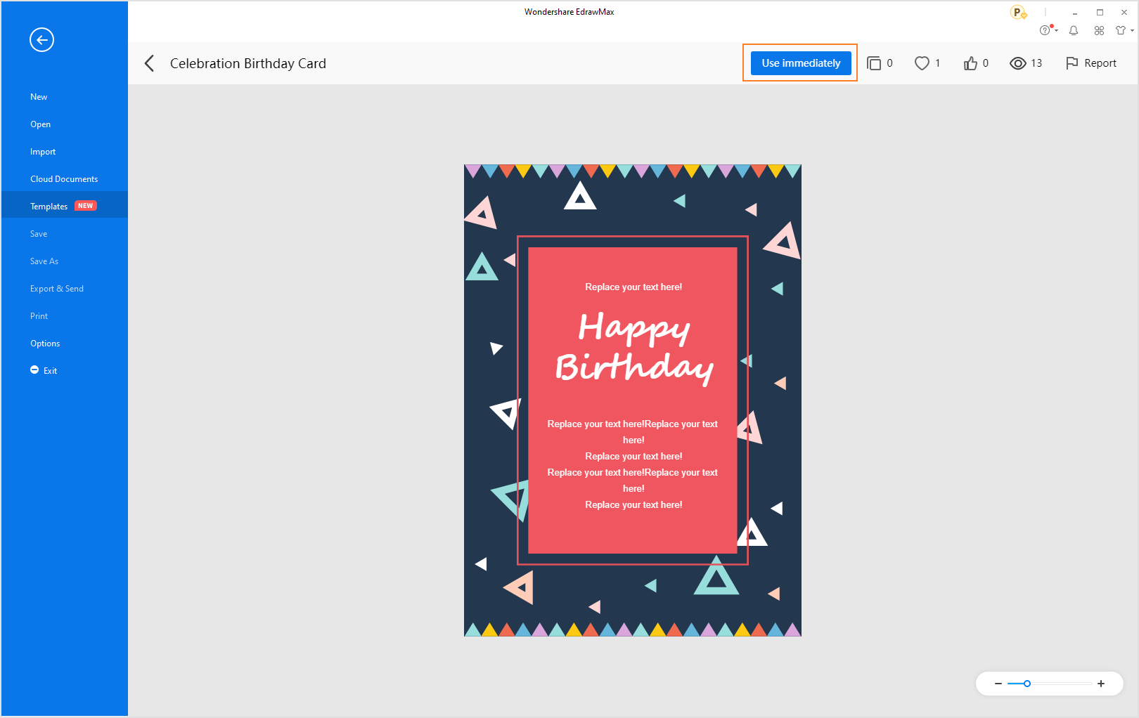 Abrir modelo de cartão de aniversário
