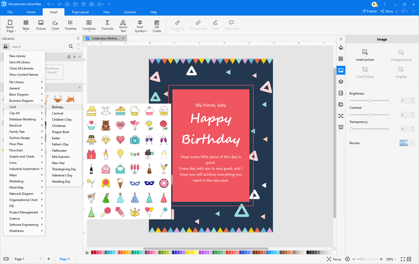 Add clip art on card