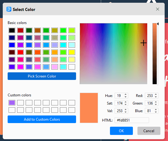 selecionar cores