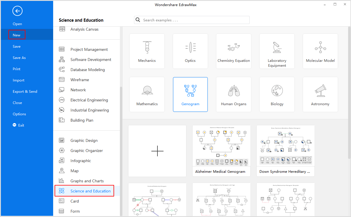 Start from genogram templates