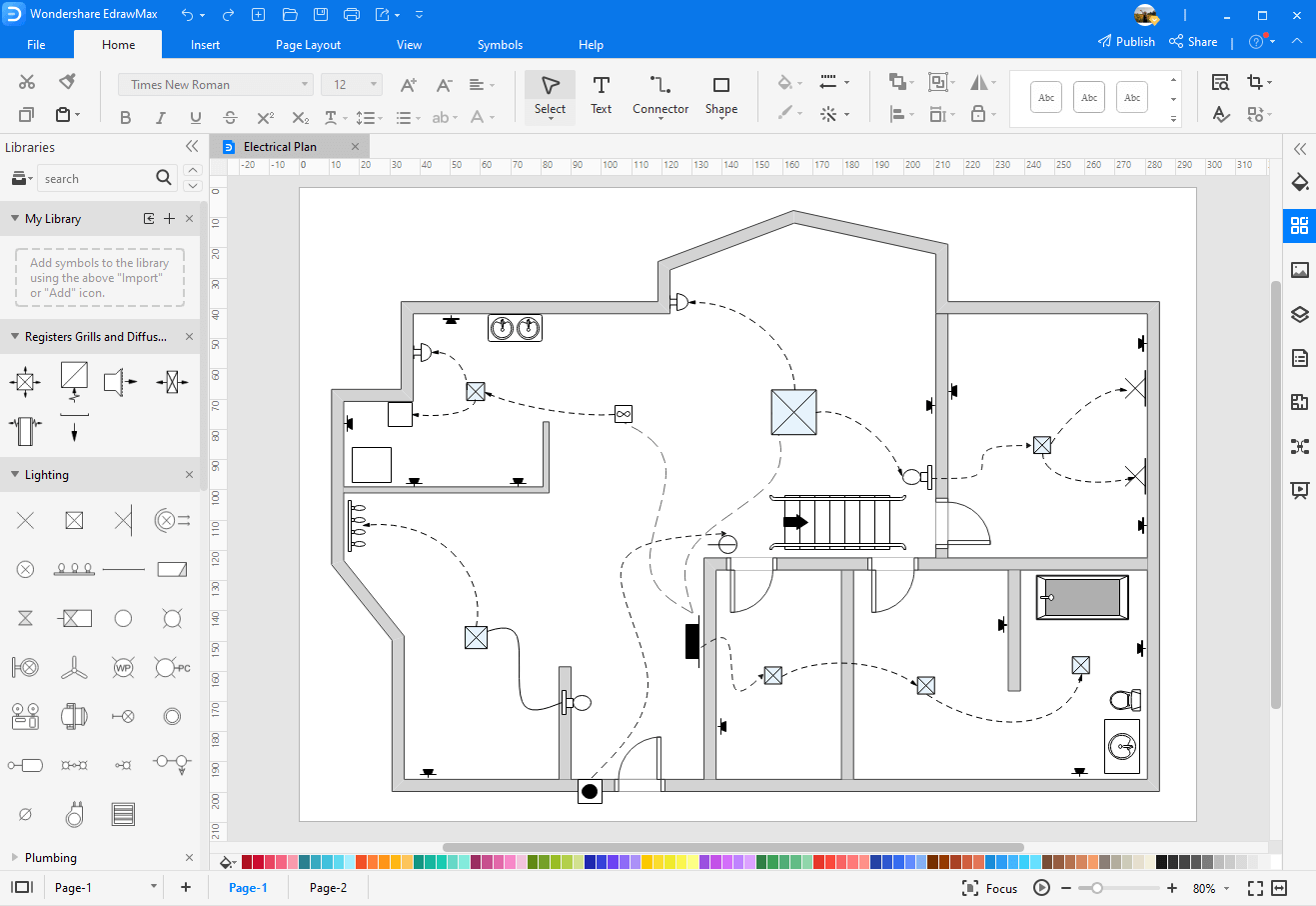 Electrical Layout drawing of Four-bedroom Luxury Ground floor House plan  AutoCAD DWG file. - Cadbull