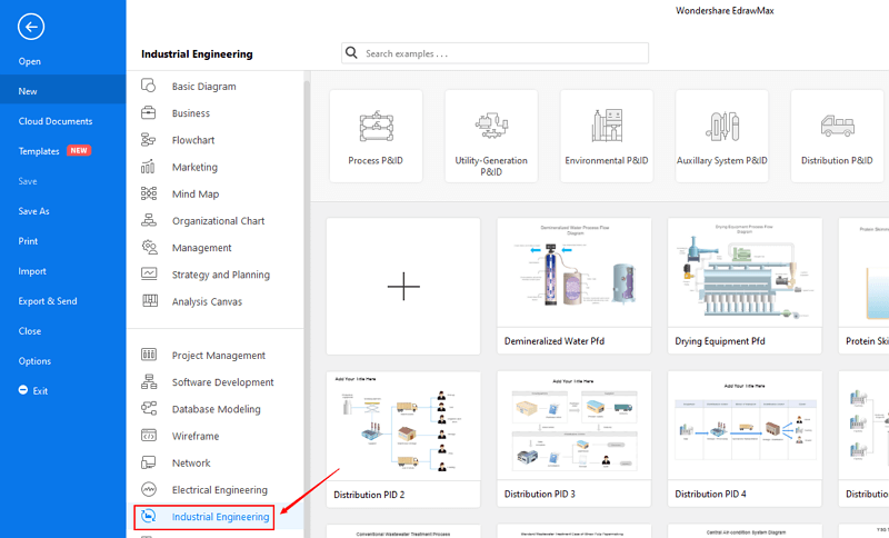 Abra o modelo de diagrama de controle industrial