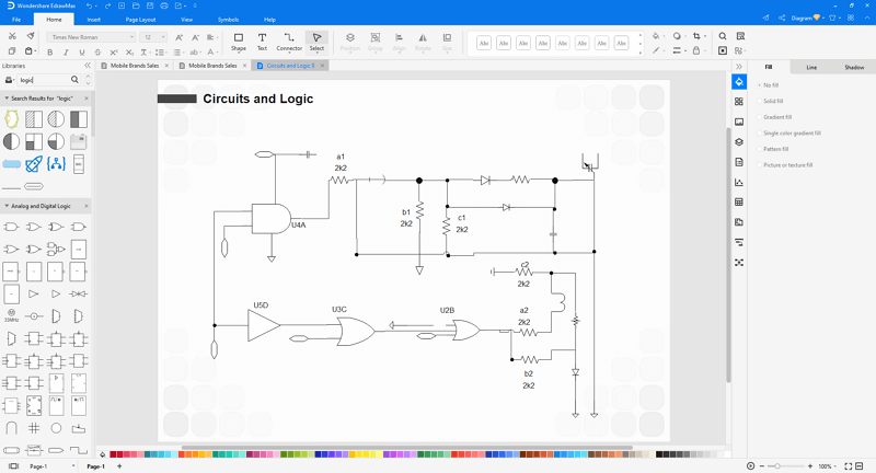 personalizar o diagrama de porta lógica no EdrawMax