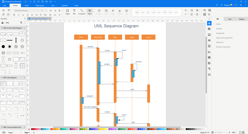 personalize o diagrama de sequência UML no EdrawMax