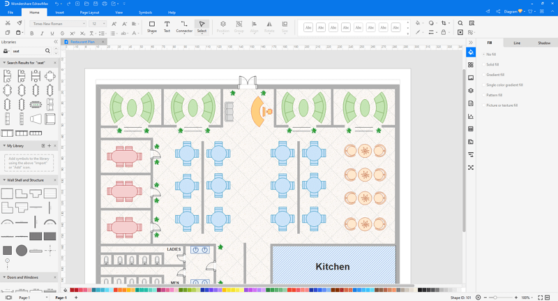 Choose a wedding seating plan template in EdrawMax