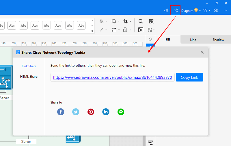 share and publish network topology diagram in EdrawMax