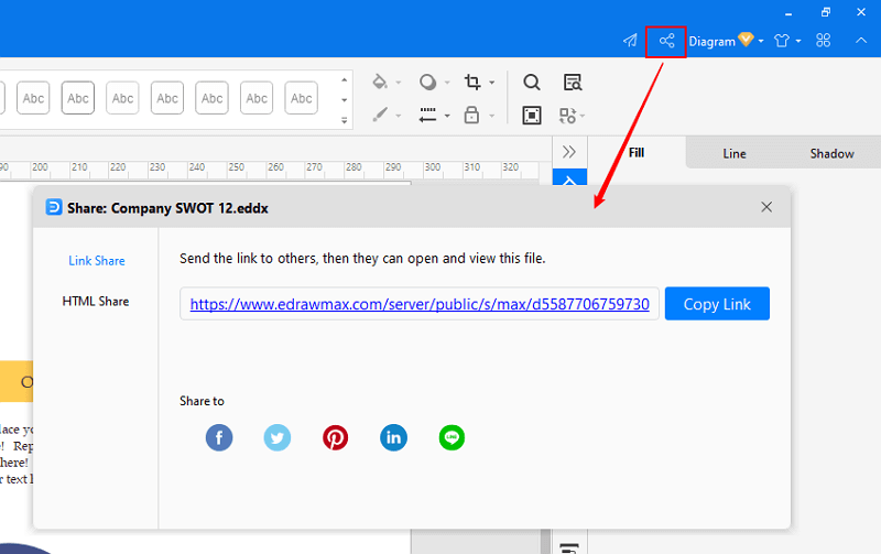 share and publish SWOT analysis in EdrawMax