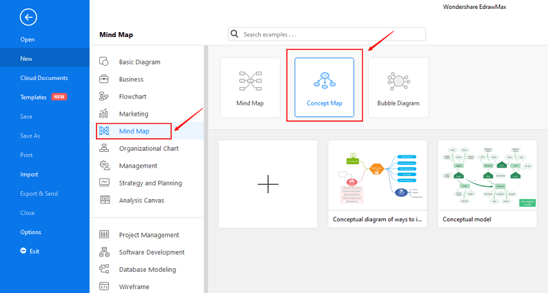 open concept map template category