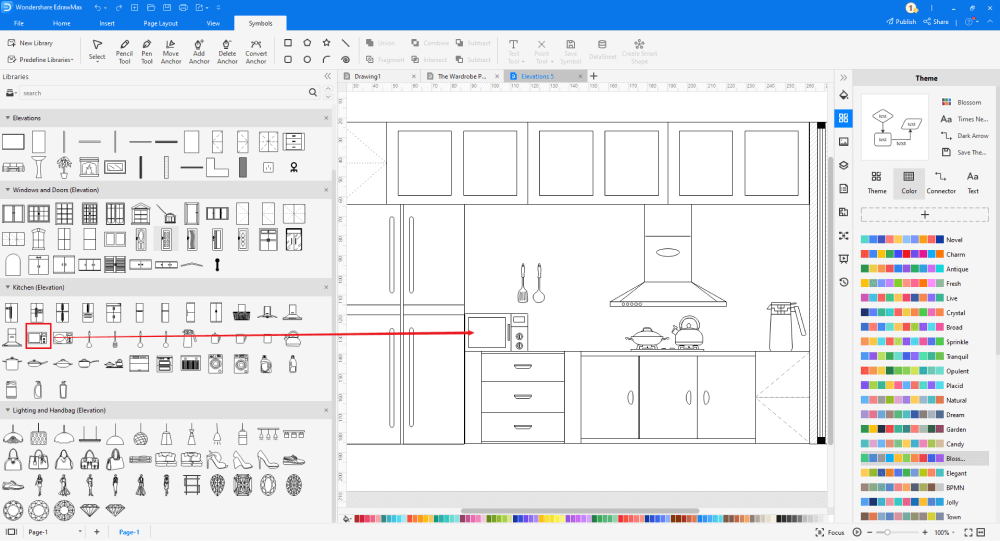 Add text, arrows, lines, areas on the 2D plan