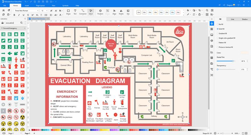 Choose an emergency evacuation plan template in EdrawMax