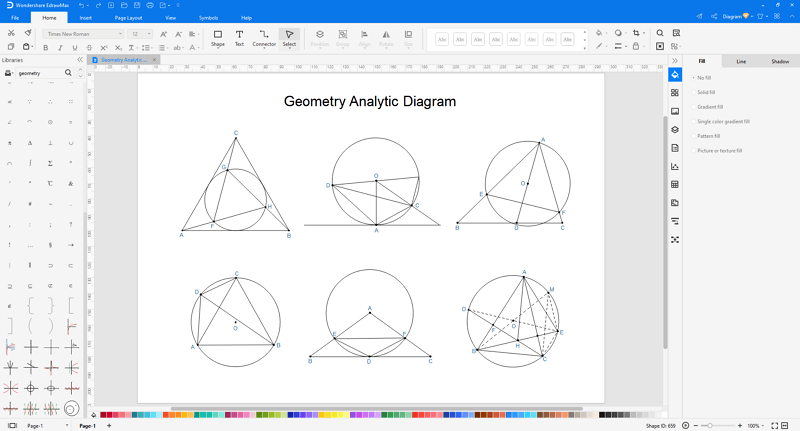 Escolher um modelo de diagrama geométrico no EdrawMax