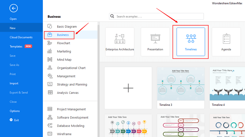 open timeline template category