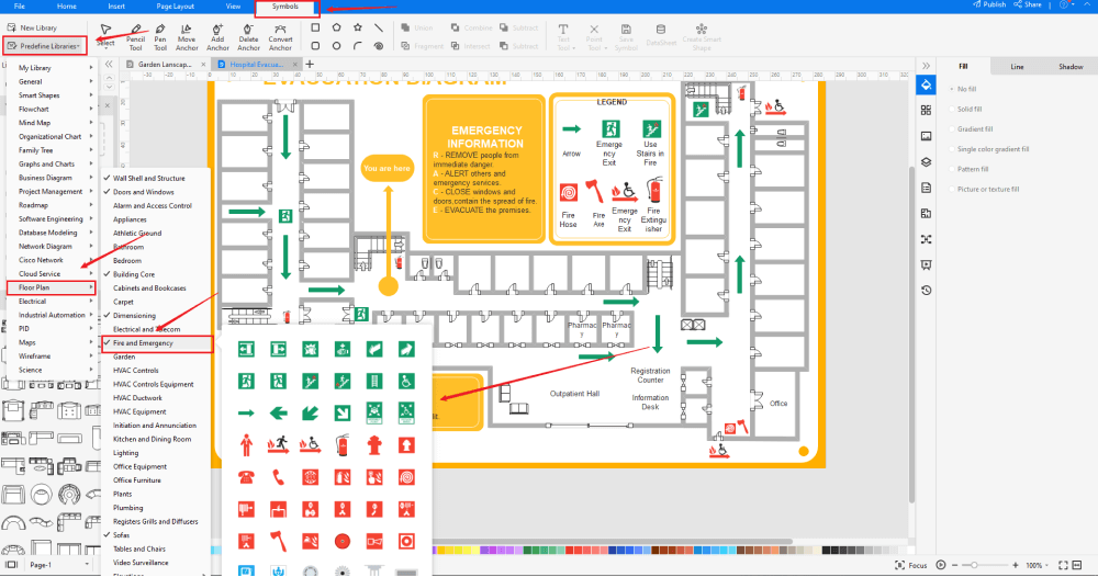 Erstellen Sie einen Evakuierungsplan im PDF-Format