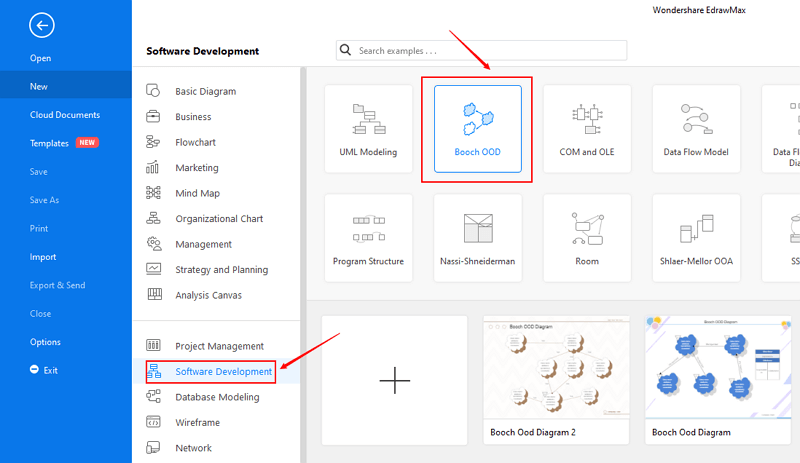 Abra seu modelo de diagrama Booch OOD