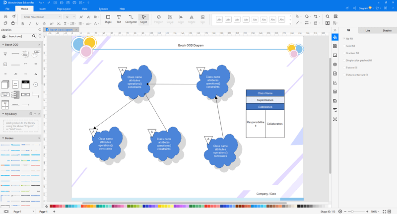 personalizzare il diagramma Booch OOD in EdrawMax