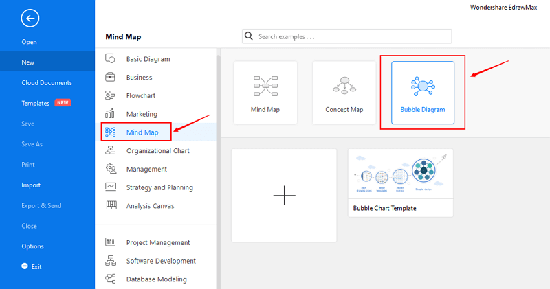 Abrir o diagrama de bolhas