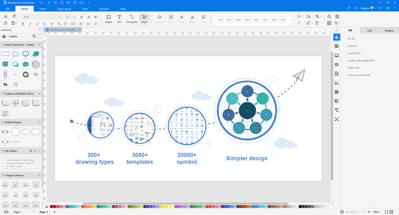 Choose a bubble diagram template in EdrawMax