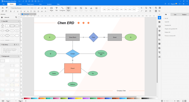 Scegli un modello di diagramma Chen ER in EdrawMax