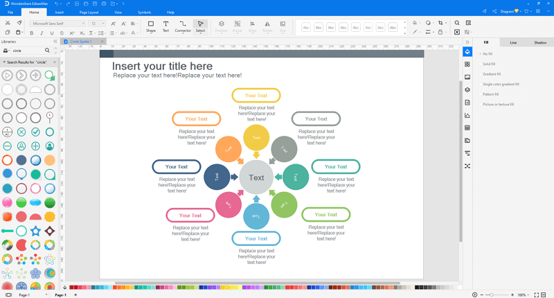 crea un diagramma dei raggi del cerchio in EdrawMax