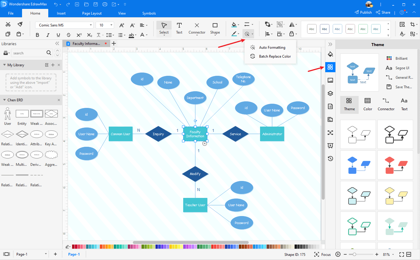 Cambiar el estilo de la ERD