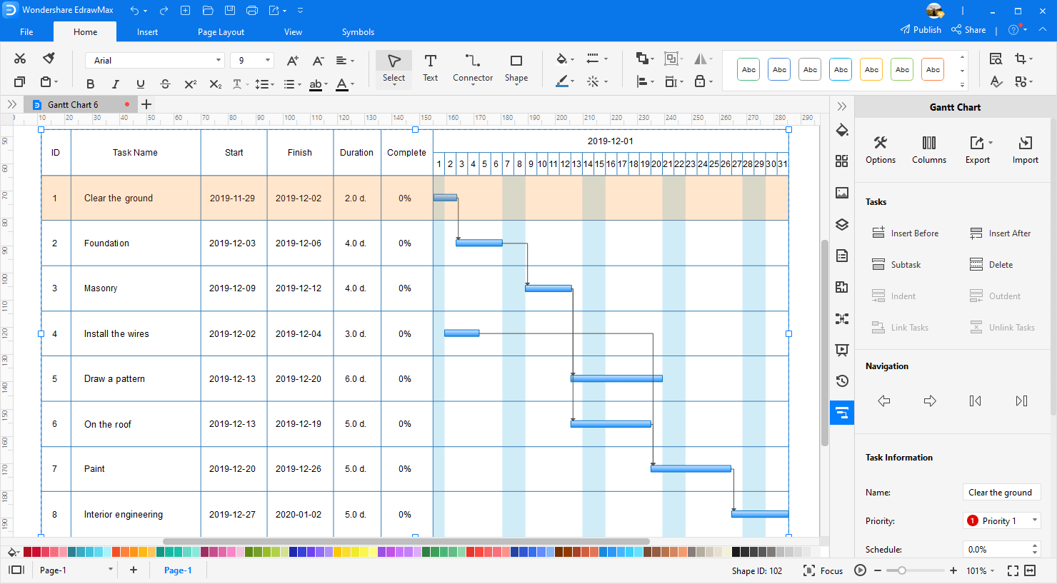 ms office gantt chart template