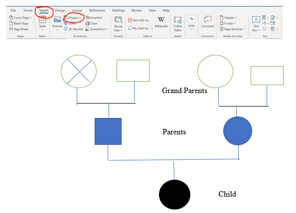 Crear un genograma en Word