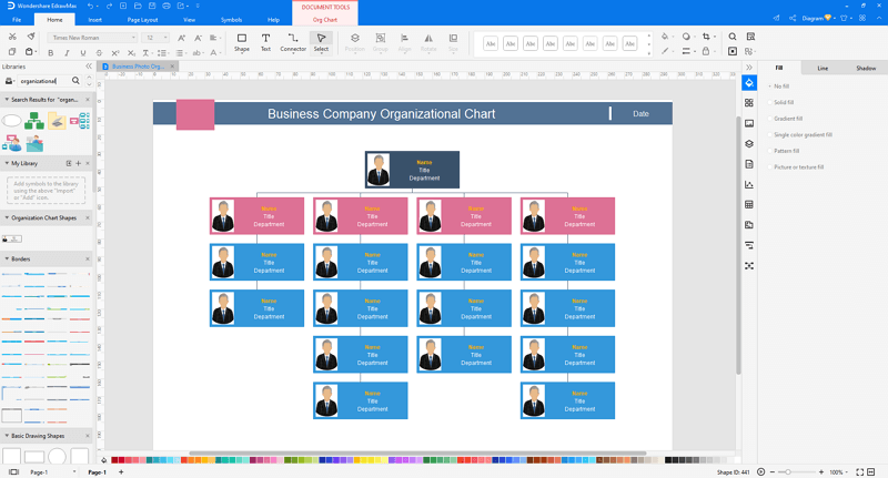 Choose a hierarchy chart template in EdrawMax