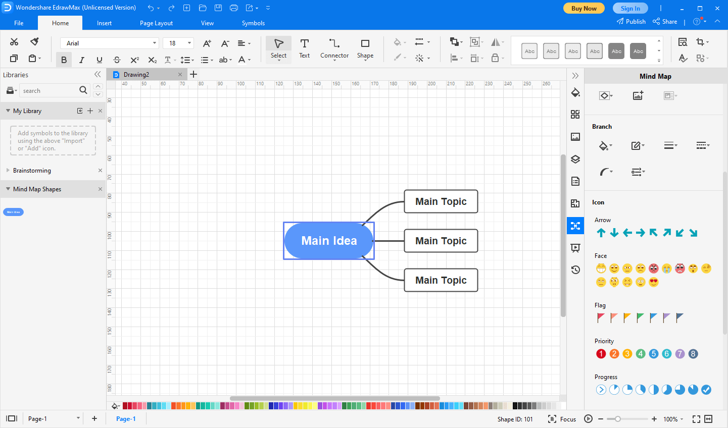 construir el mapa mental en EdrawMax