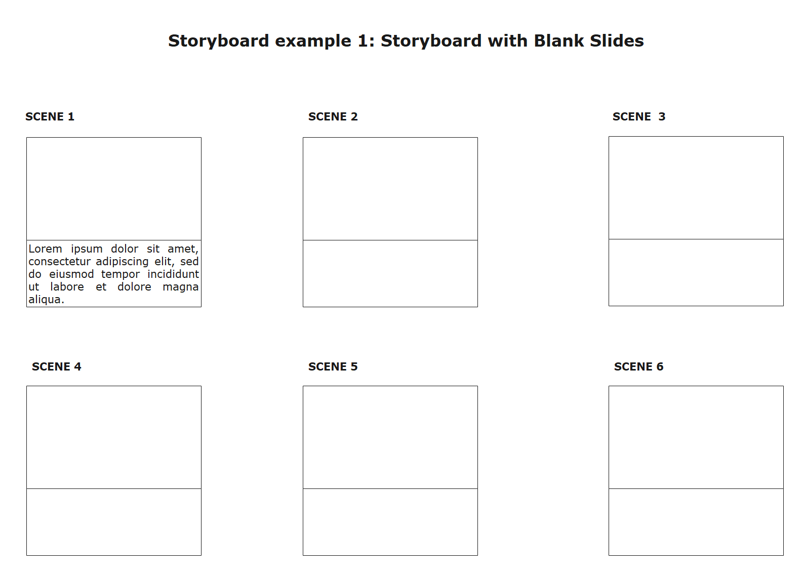 Storyboard con diapositive vuote