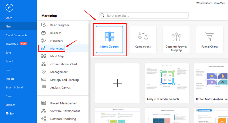 Open matrix diagram template