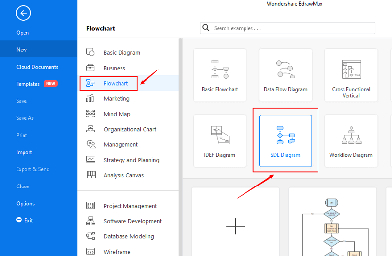 Abrir plantilla de diagrama SDL