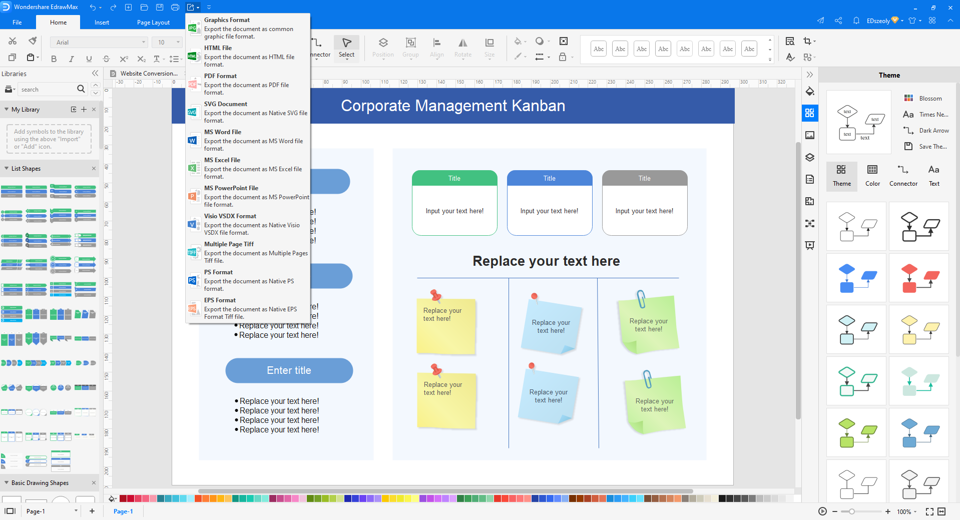 Salva o esporta Kanban