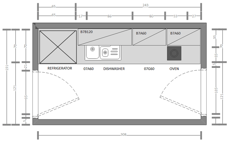 one wall kitchen layout
