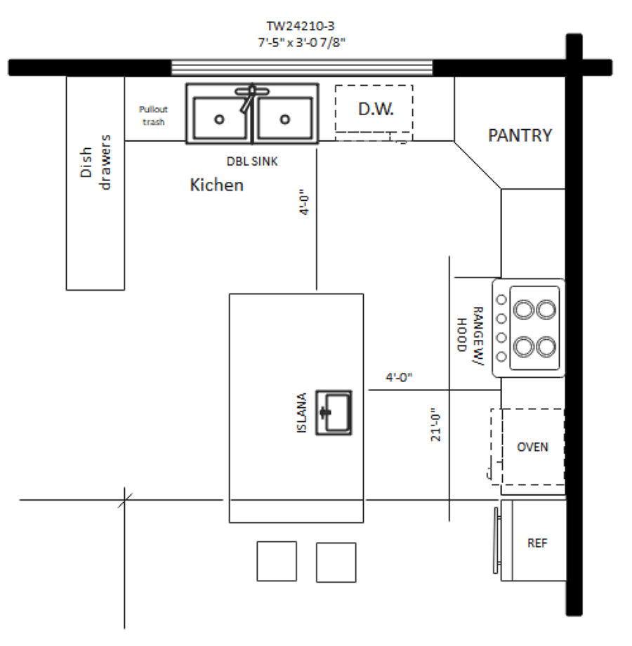 Simple Kitchen Floor Plan With Dimensions