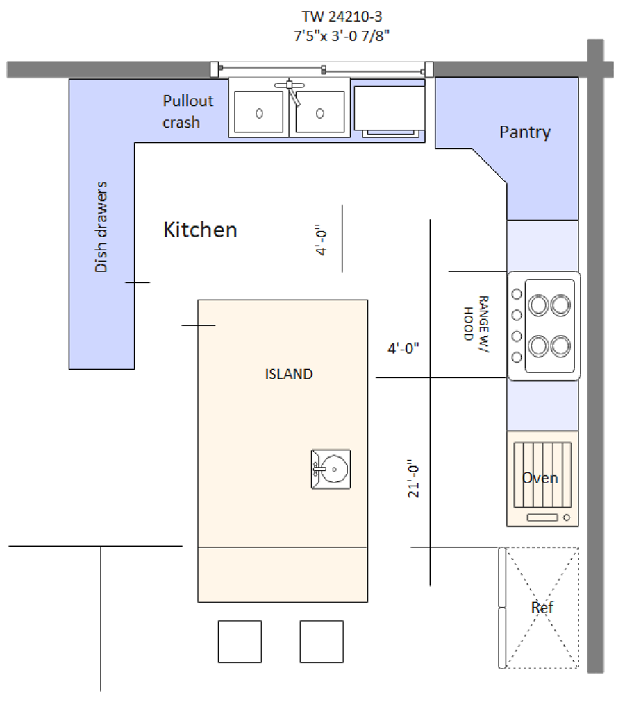 Free Editable Kitchen Floor Plan Examples & Templates | EdrawMax