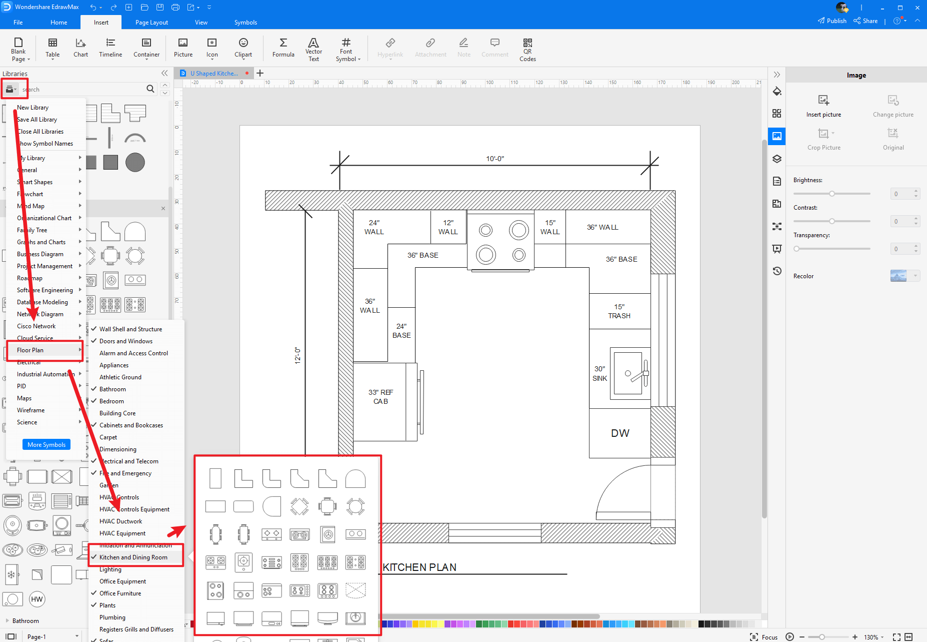 how to use kitchen floor plan symbols