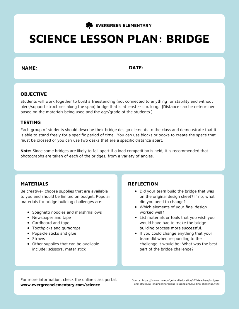 Exemplo de plano simples de aula de ciência
