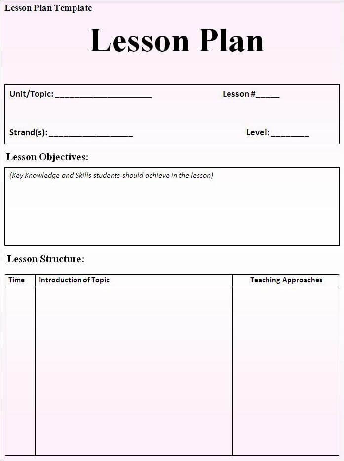 Word lesson plan template