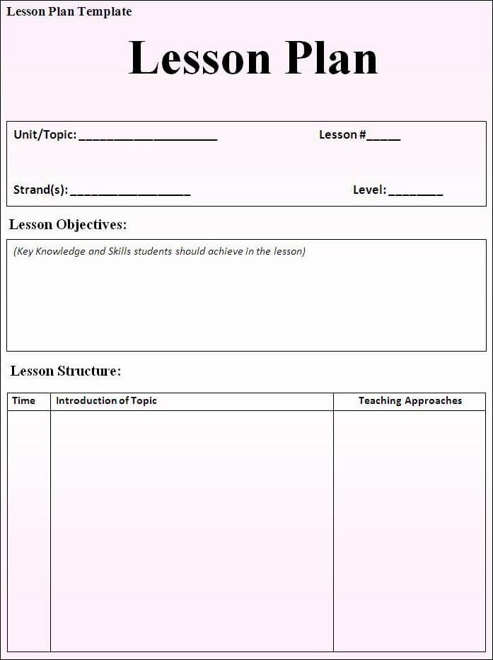 Word Lesson Plan Template