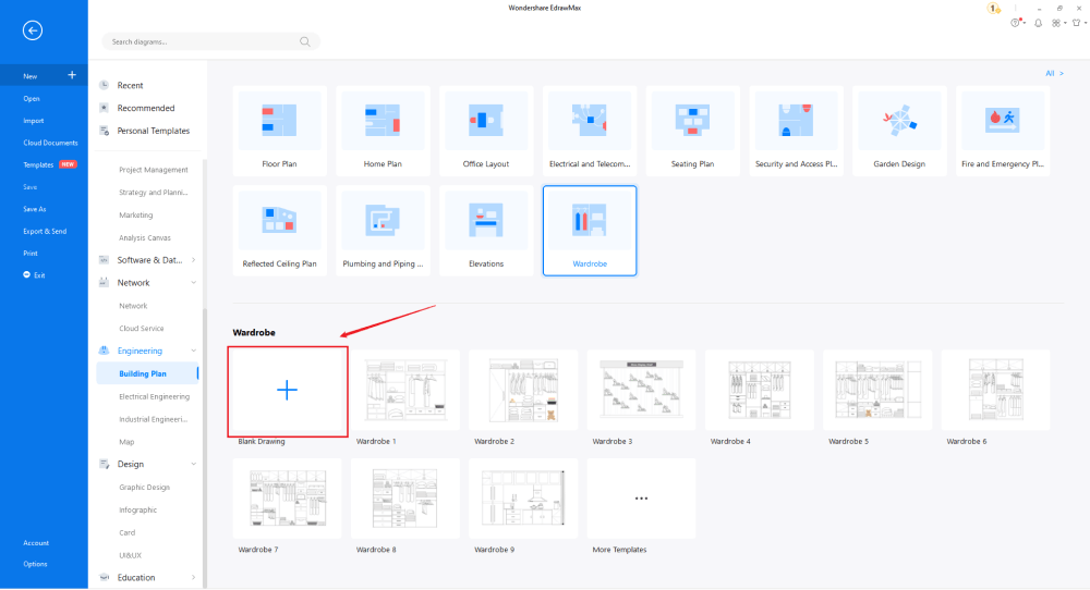 Zeichnen eines Garderobenplans in EdrawMax