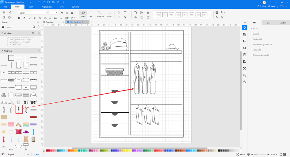 Zeichnen eines Garderobenplans in EdrawMax
