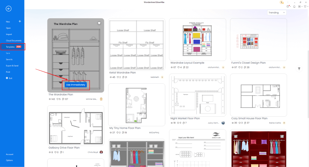 Zeichnen eines Garderobenplans in EdrawMax