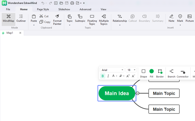 Mind-Map einer Geschichte mit EdrawMind