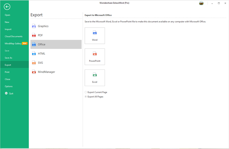 export and share the mind map