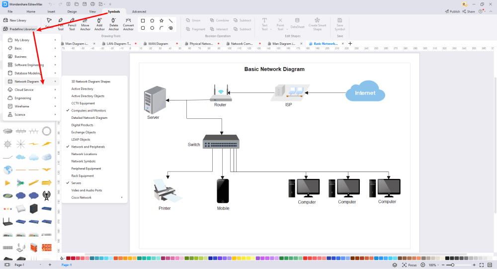 Wie man Netzwerkdiagramm-Symbole verwendet