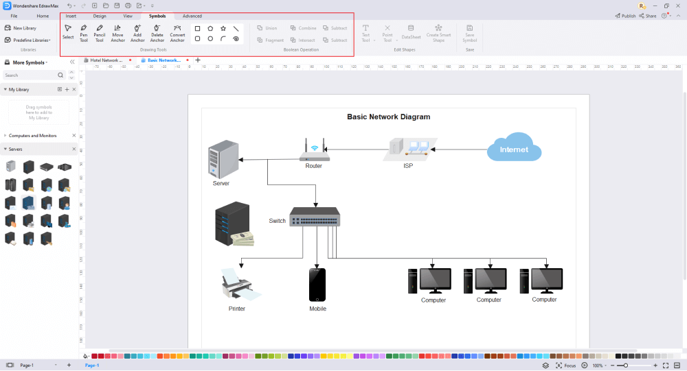 Wie man weitere Symbole für Netzwerkdiagramme erstellt