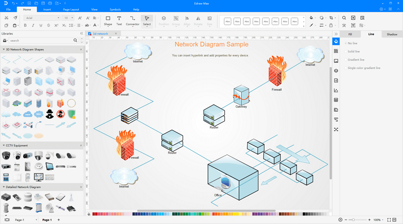 Software de diagrama de red 3D