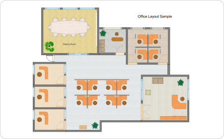 Plano de planta de oficina moderna