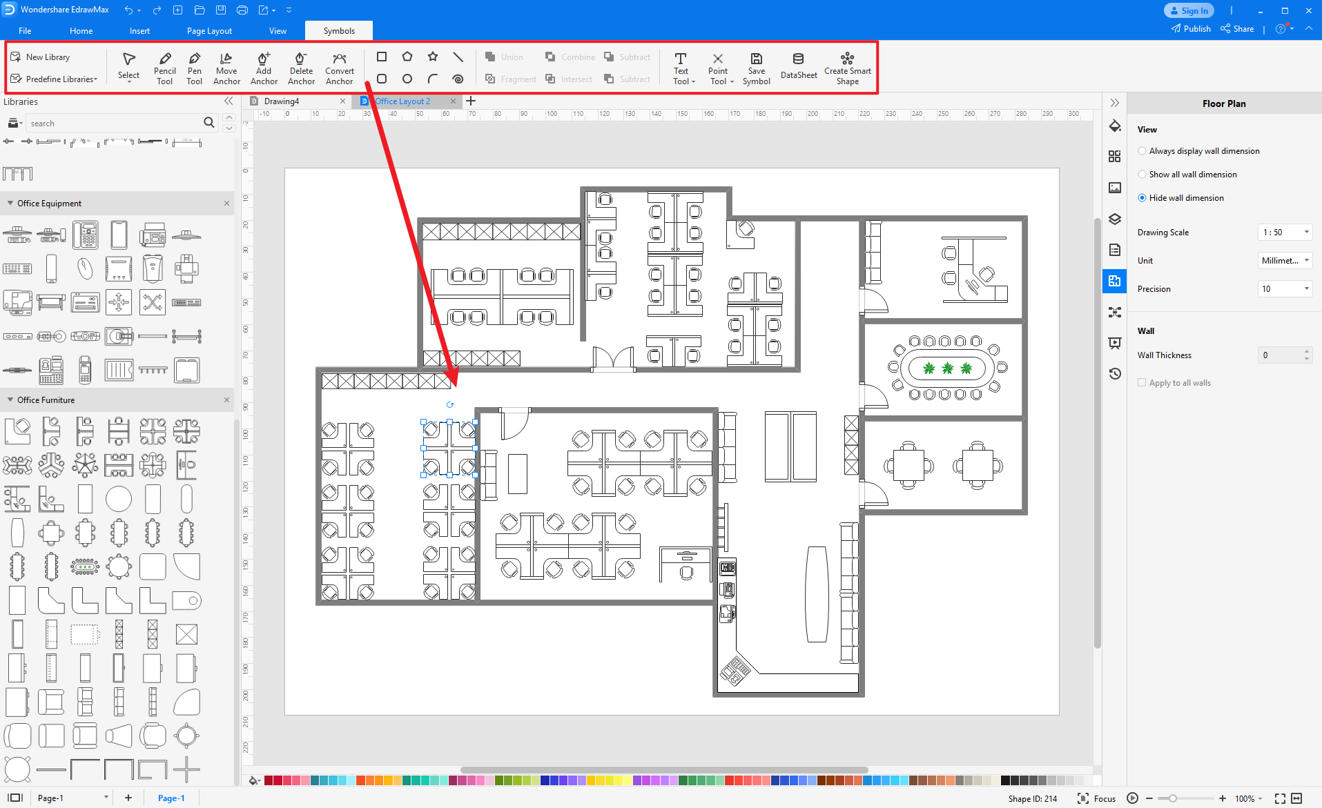 how to create more office layout symbols